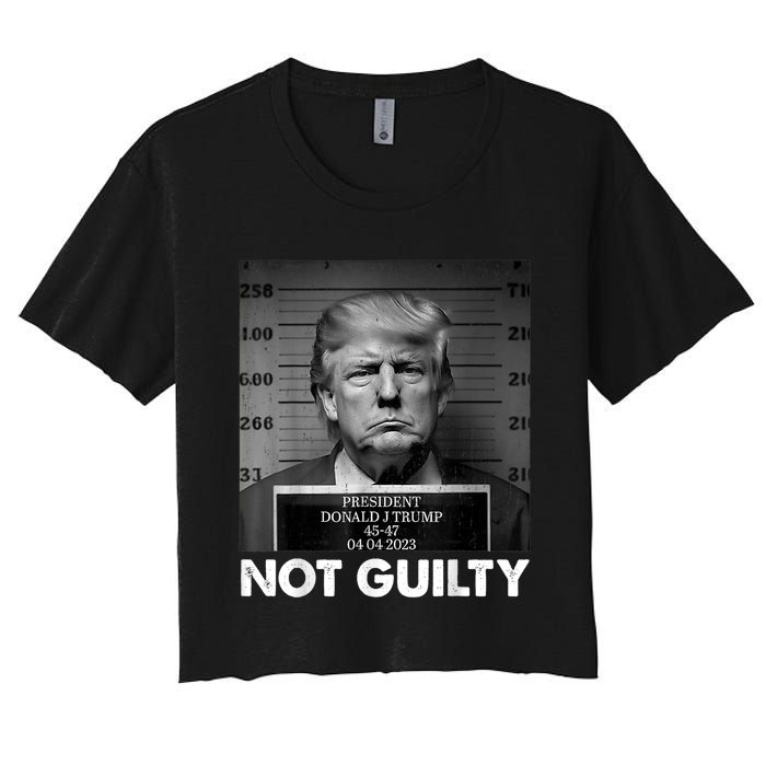 Trump Not Guilty 2024 Free Trump Republican Support Trump Women's Crop Top Tee