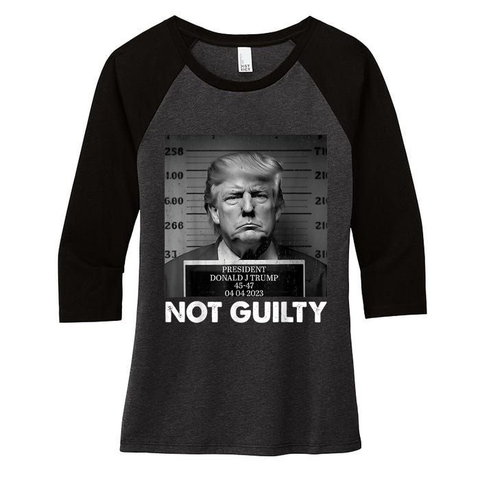 Trump Not Guilty 2024 Free Trump Republican Support Trump Women's Tri-Blend 3/4-Sleeve Raglan Shirt