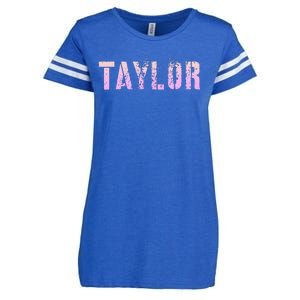 Taylor Name Grunge Custom Birthday Lady Enza Ladies Jersey Football T-Shirt