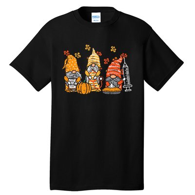 Thanksgiving Nurse Gnomes Fall Scrub Autumn RN Tall T-Shirt