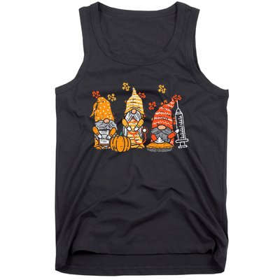 Thanksgiving Nurse Gnomes Fall Scrub Autumn RN Tank Top