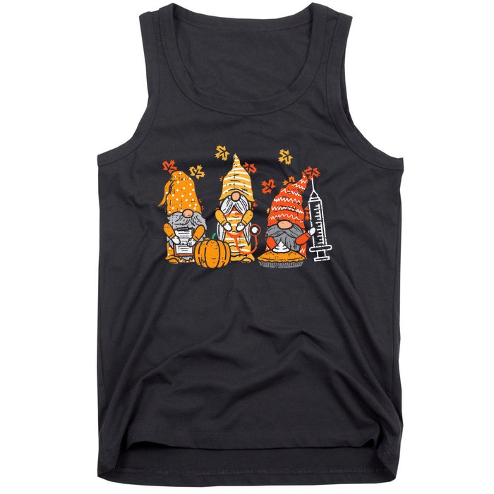 Thanksgiving Nurse Gnomes Fall Scrub Autumn RN Tank Top