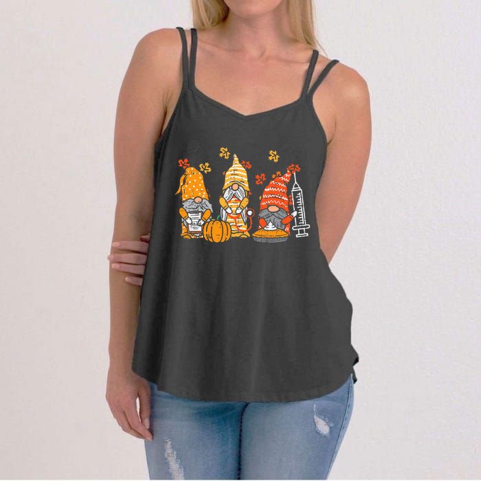 Thanksgiving Nurse Gnomes Fall Scrub Autumn RN Women's Strappy Tank