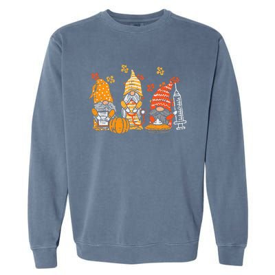 Thanksgiving Nurse Gnomes Fall Scrub Autumn RN Garment-Dyed Sweatshirt