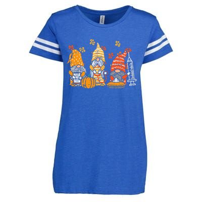 Thanksgiving Nurse Gnomes Fall Scrub Autumn RN Enza Ladies Jersey Football T-Shirt