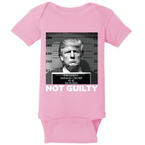 Trump Not Guilty Mug Shot Free Trump I Stand With Trump Baby Bodysuit