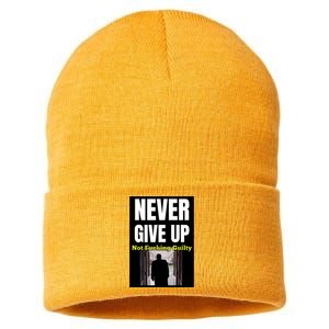 Trump Never Give Up Not Fucking Guilty Sustainable Knit Beanie