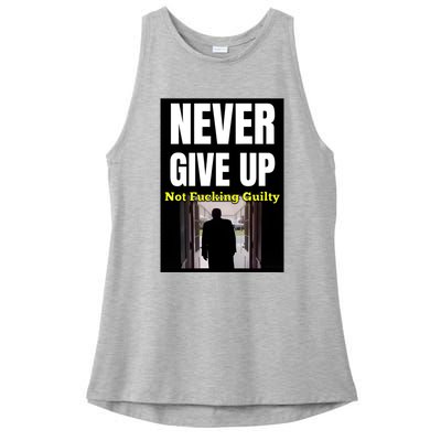 Trump Never Give Up Not Fucking Guilty Ladies PosiCharge Tri-Blend Wicking Tank