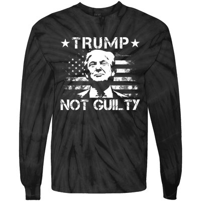 Trump Not Guilty Pro Trump Supporter American Flag Tie-Dye Long Sleeve Shirt