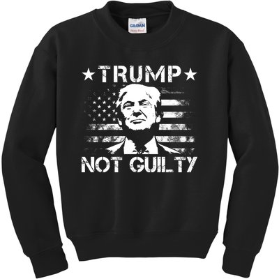 Trump Not Guilty Pro Trump Supporter American Flag Kids Sweatshirt