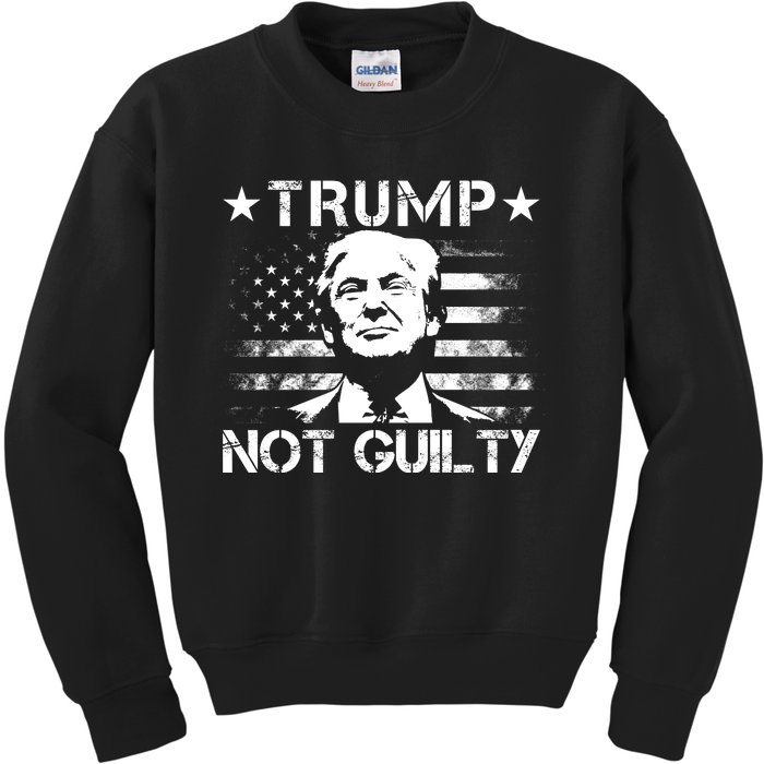 Trump Not Guilty Pro Trump Supporter American Flag Kids Sweatshirt