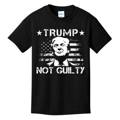 Trump Not Guilty Pro Trump Supporter American Flag Kids T-Shirt