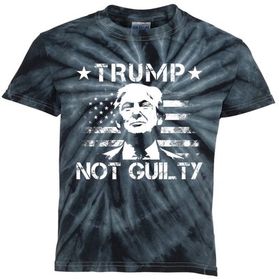 Trump Not Guilty Pro Trump Supporter American Flag Kids Tie-Dye T-Shirt