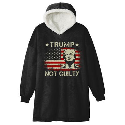 Trump Not Guilty, Free Trump, Pro Trump Supporter American Flag Hooded Wearable Blanket