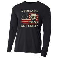 Trump Not Guilty, Free Trump, Pro Trump Supporter American Flag Cooling Performance Long Sleeve Crew