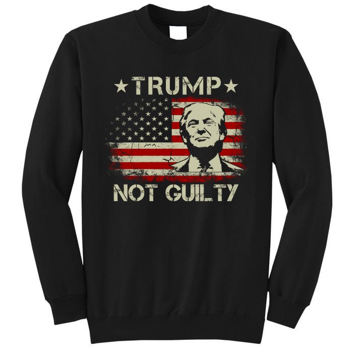 Trump Not Guilty, Free Trump, Pro Trump Supporter American Flag Tall Sweatshirt