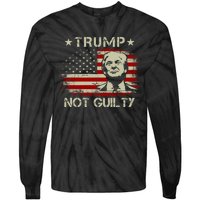 Trump Not Guilty, Free Trump, Pro Trump Supporter American Flag Tie-Dye Long Sleeve Shirt