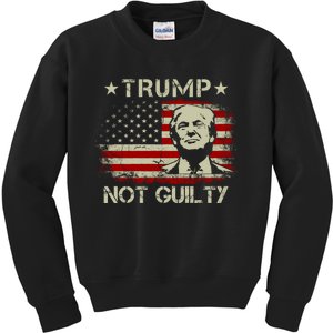 Trump Not Guilty, Free Trump, Pro Trump Supporter American Flag Kids Sweatshirt