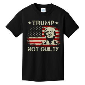 Trump Not Guilty, Free Trump, Pro Trump Supporter American Flag Kids T-Shirt