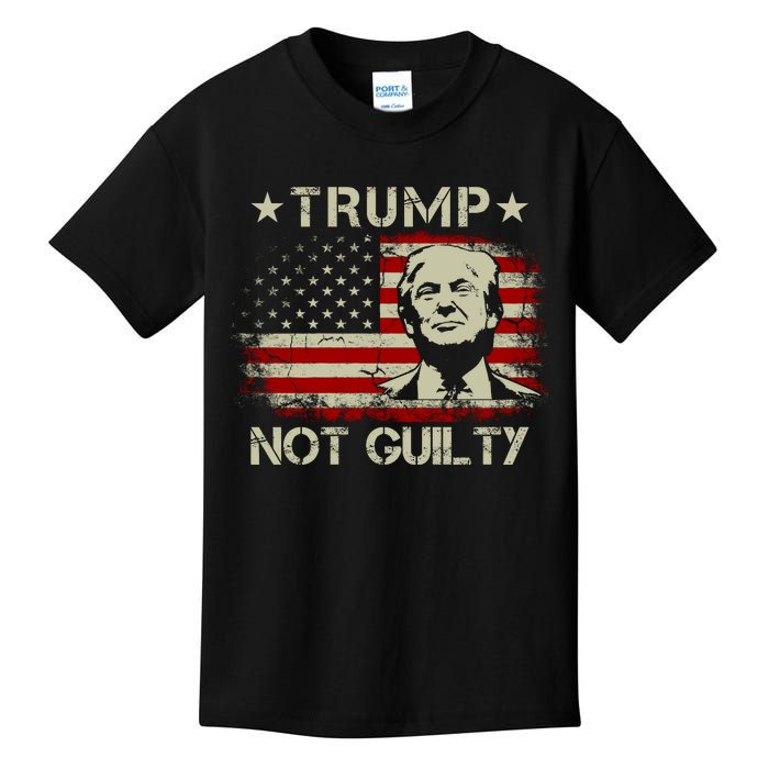 Trump Not Guilty, Free Trump, Pro Trump Supporter American Flag Kids T-Shirt