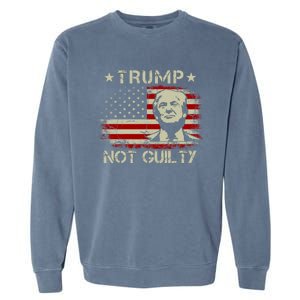 Trump Not Guilty, Free Trump, Pro Trump Supporter American Flag Garment-Dyed Sweatshirt