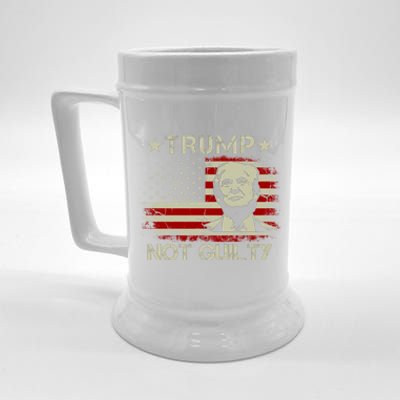 Trump Not Guilty, Free Trump, Pro Trump Supporter American Flag Beer Stein