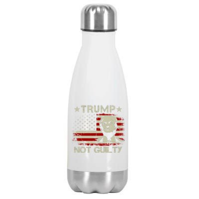 Trump Not Guilty, Free Trump, Pro Trump Supporter American Flag Stainless Steel Insulated Water Bottle