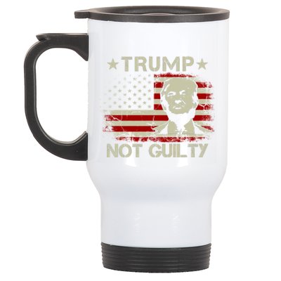 Trump Not Guilty, Free Trump, Pro Trump Supporter American Flag Stainless Steel Travel Mug