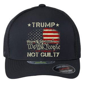 Trump Not Guilty, Free Trump We The People American Flag Flexfit Unipanel Trucker Cap