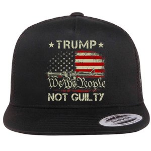 Trump Not Guilty, Free Trump We The People American Flag Flat Bill Trucker Hat