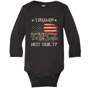 Trump Not Guilty, Free Trump We The People American Flag Baby Long Sleeve Bodysuit