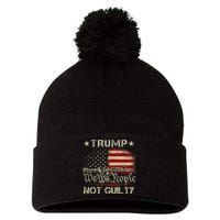 Trump Not Guilty, Free Trump We The People American Flag Pom Pom 12in Knit Beanie