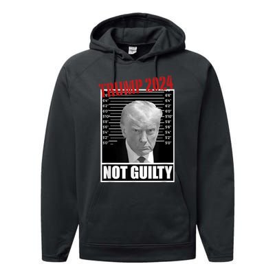 Trump Not Guilty Tee Support Donald Trump 2024 Mug Shot Performance Fleece Hoodie