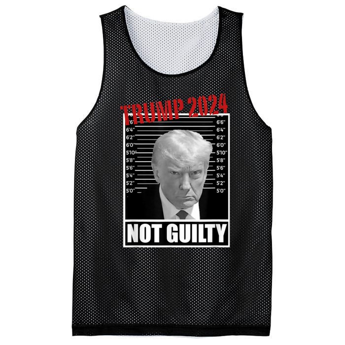 Trump Not Guilty Tee Support Donald Trump 2024 Mug Shot Mesh Reversible Basketball Jersey Tank