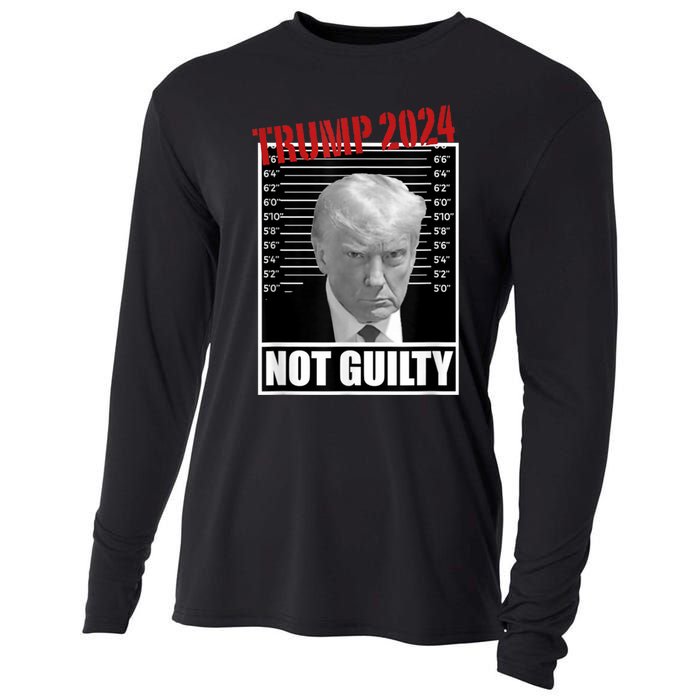 Trump Not Guilty Tee Support Donald Trump 2024 Mug Shot Cooling Performance Long Sleeve Crew