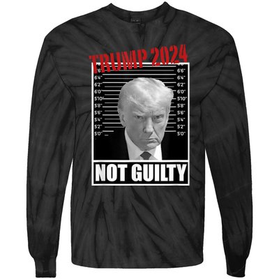 Trump Not Guilty Tee Support Donald Trump 2024 Mug Shot Tie-Dye Long Sleeve Shirt