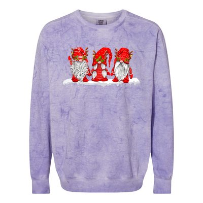 Three Nordic Gnomes Winter Christmas Swedish Elves TShirt Colorblast Crewneck Sweatshirt