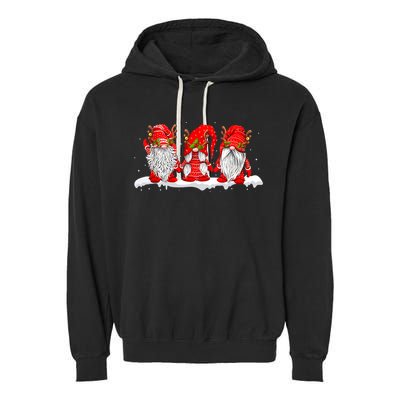 Three Nordic Gnomes Winter Christmas Swedish Elves TShirt Garment-Dyed Fleece Hoodie