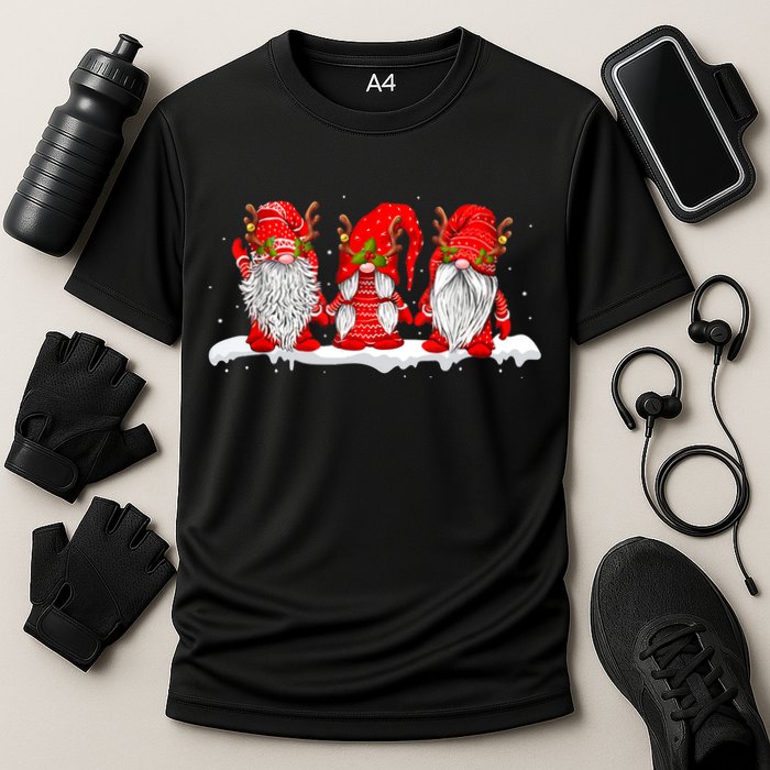 Three Nordic Gnomes Winter Christmas Swedish Elves TShirt Cooling Performance Crew T-Shirt