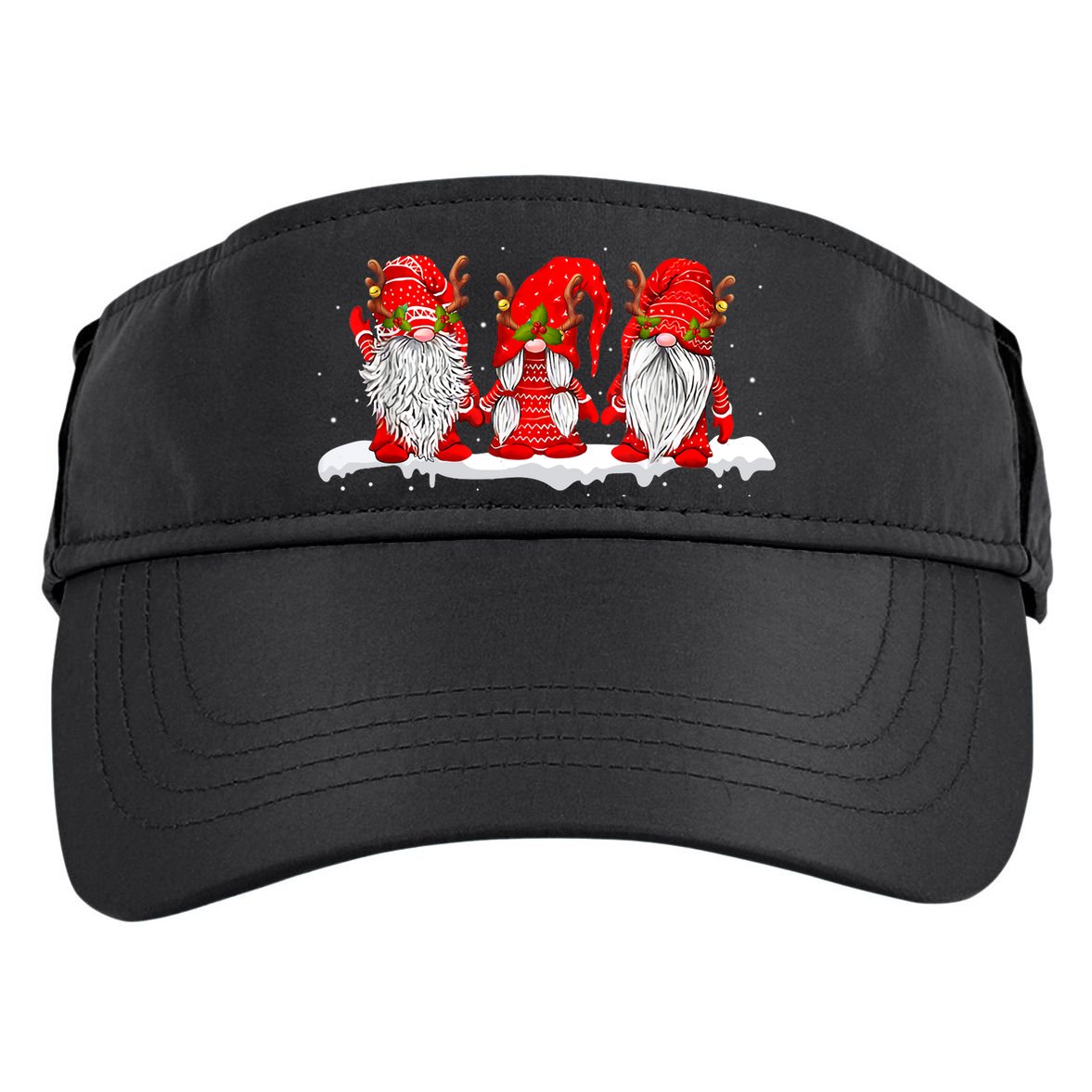 Three Nordic Gnomes Winter Christmas Swedish Elves TShirt Adult Drive Performance Visor