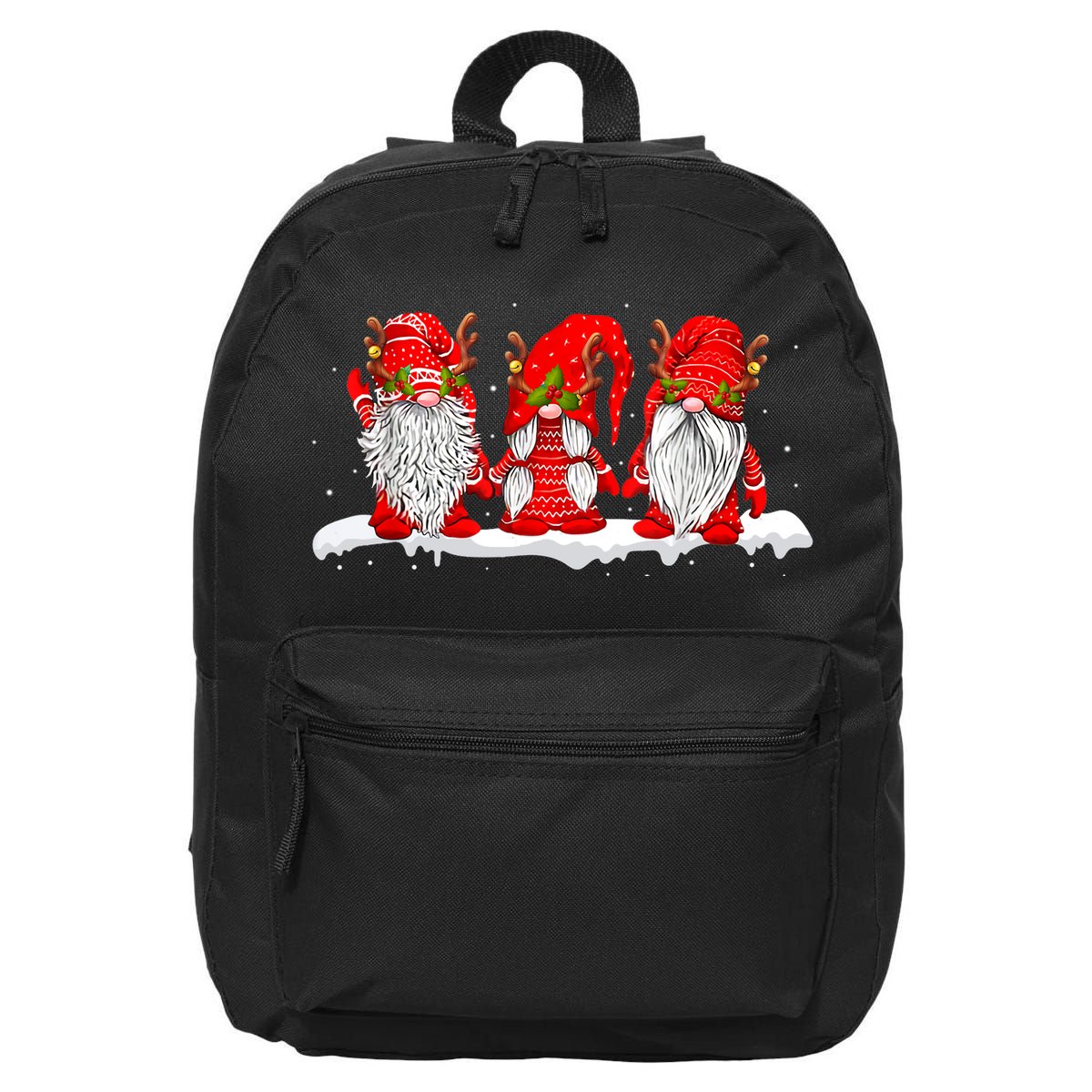Three Nordic Gnomes Winter Christmas Swedish Elves TShirt 16 in Basic Backpack