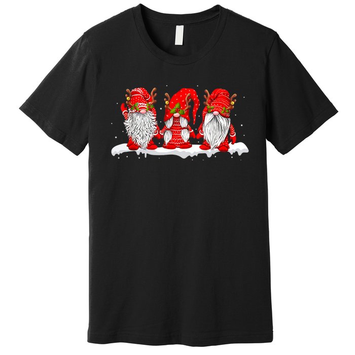 Three Nordic Gnomes Winter Christmas Swedish Elves TShirt Premium T-Shirt