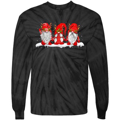 Three Nordic Gnomes Winter Christmas Swedish Elves TShirt Tie-Dye Long Sleeve Shirt