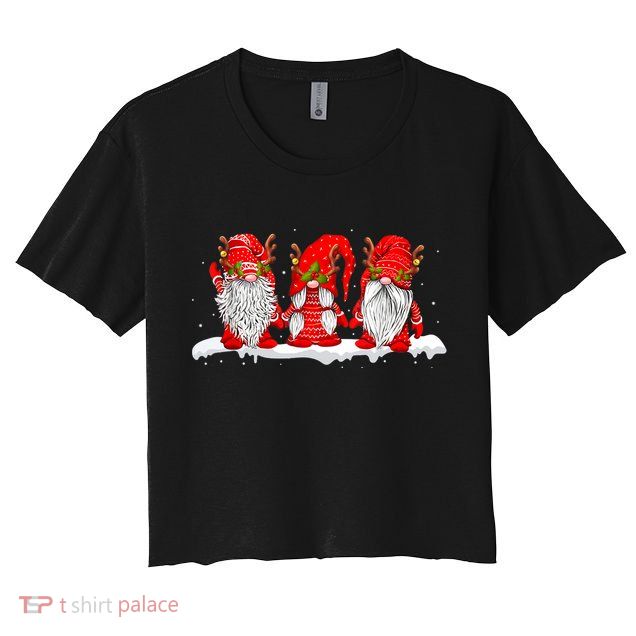 Three Nordic Gnomes Winter Christmas Swedish Elves TShirt Crop Top