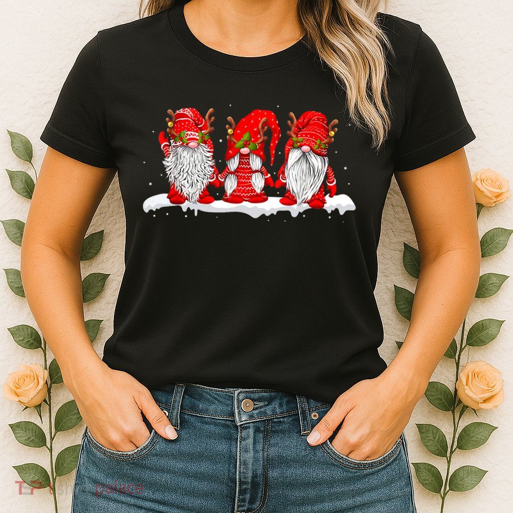 Three Nordic Gnomes Winter Christmas Swedish Elves TShirt Womens T-Shirt