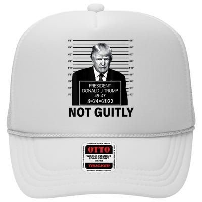 Trump not guilty Trump 2024 Mugshot High Crown Mesh Back Trucker Hat