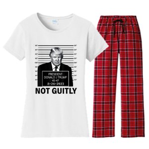 Trump not guilty Trump 2024 Mugshot Women's Flannel Pajama Set