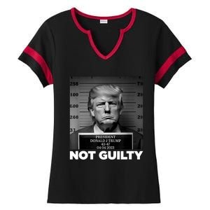 Trump Not Guilty Mug Shot Free Trump I Stand With Trump Ladies Halftime Notch Neck Tee