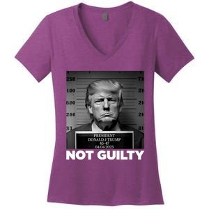 Trump Not Guilty Mug Shot Free Trump I Stand With Trump Women's V-Neck T-Shirt