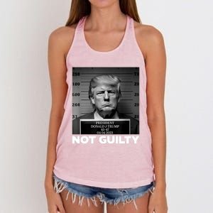 Trump Not Guilty Mug Shot Free Trump I Stand With Trump Women's Knotted Racerback Tank